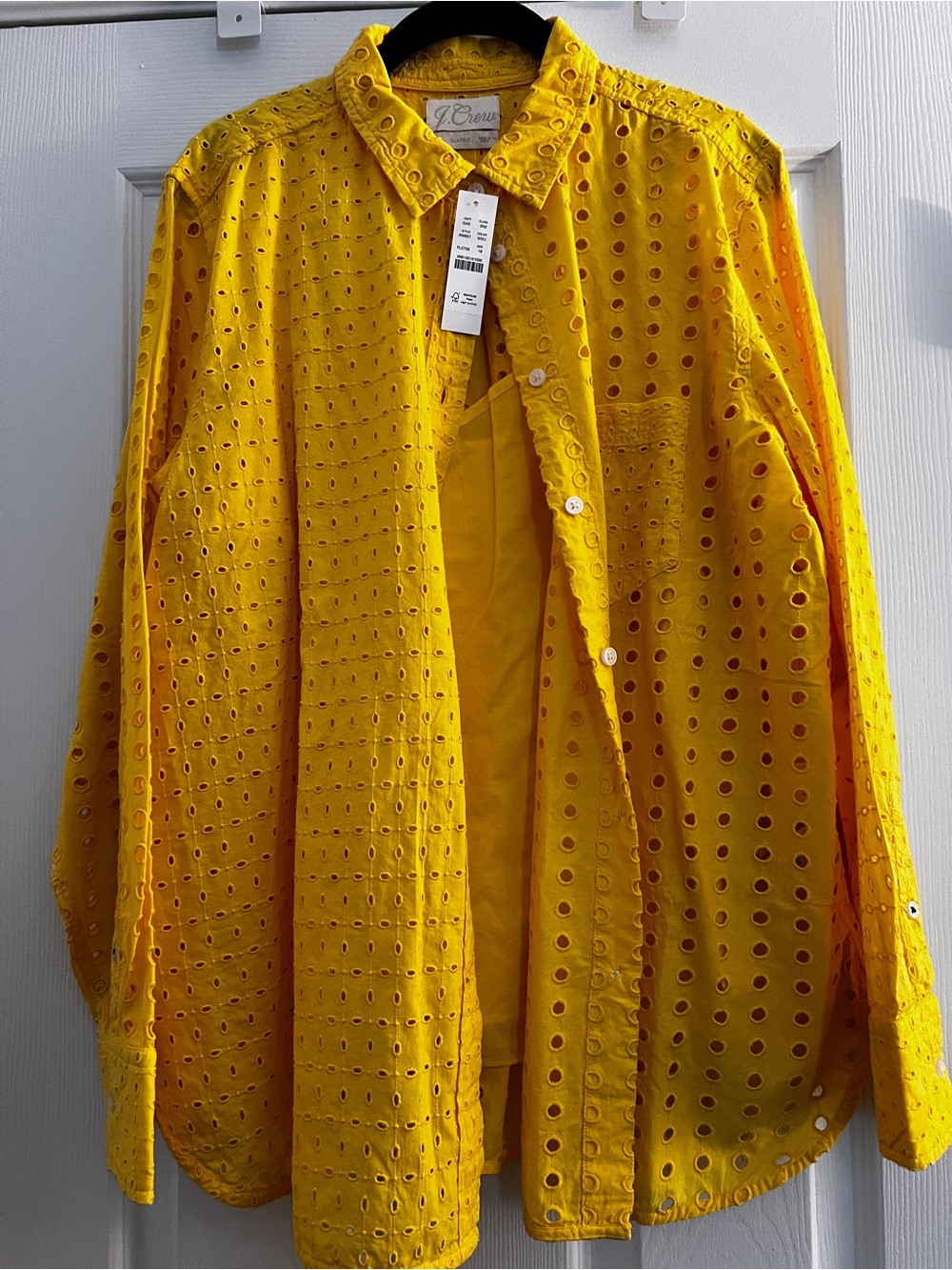 J. Crew Bright Yellow Eyelet Button-Up Shirt Jacket
